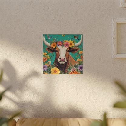 Bull in Bloom – Colorful Floral Taurus Wall Art
