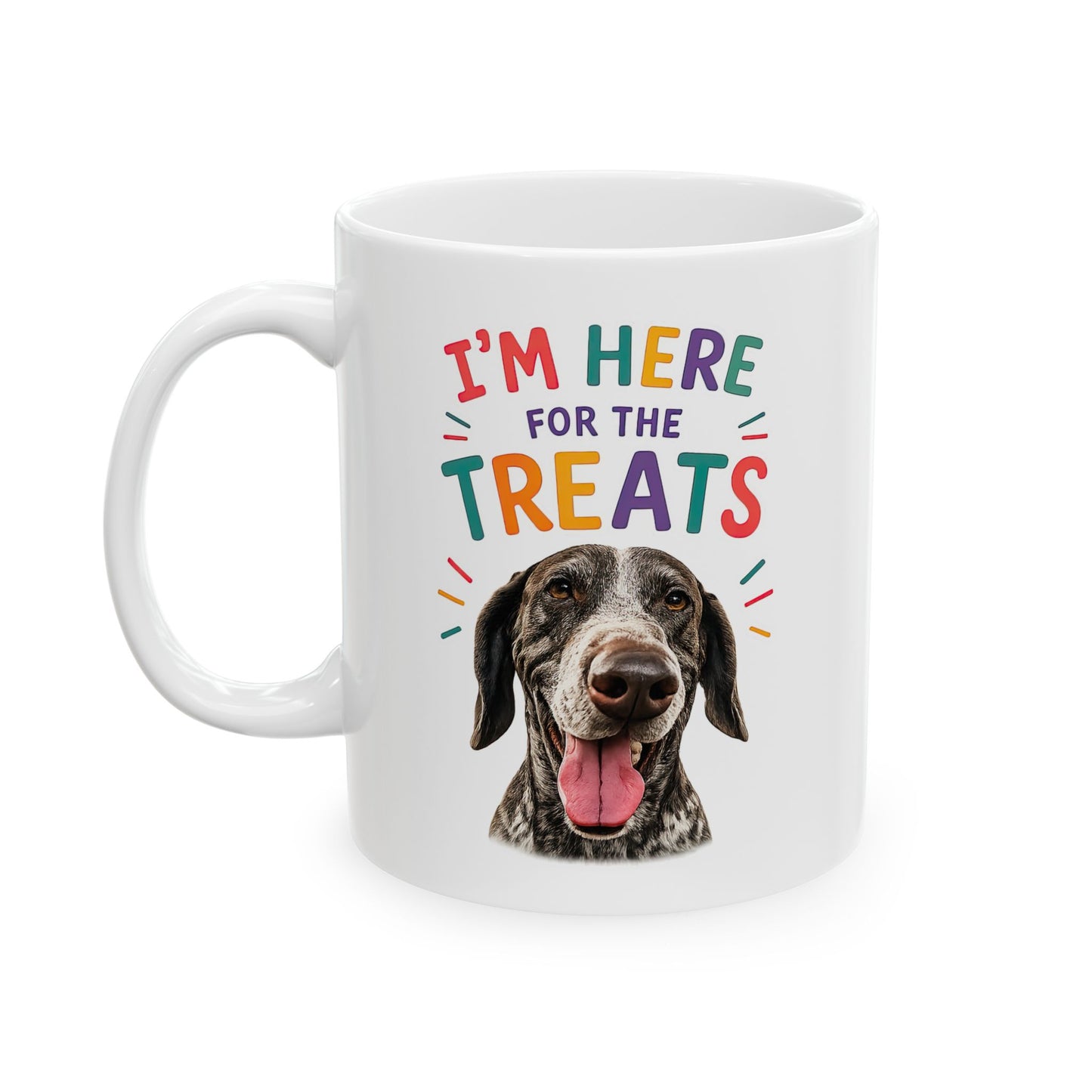 Personalized “I’m Here for the Treats”Dog Mug | Custom Pet Photo Color Accent Mug |  Funny Dog Lover Gift