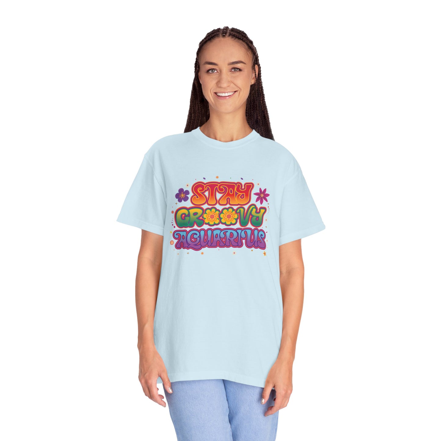 Stay Groovy Aquarius – Retro Flower Power Tee