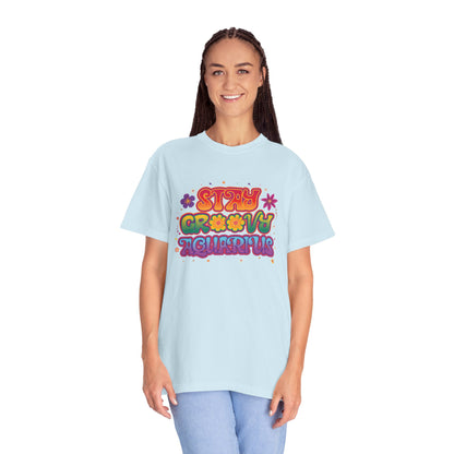 Stay Groovy Aquarius – Retro Flower Power Tee