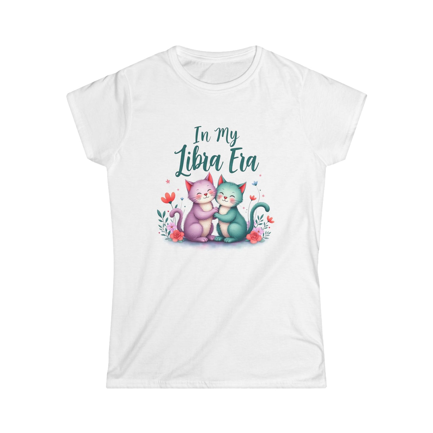 In My Libra Era Women’s Softstyle Tee – Empowering Zodiac Cat Shirt