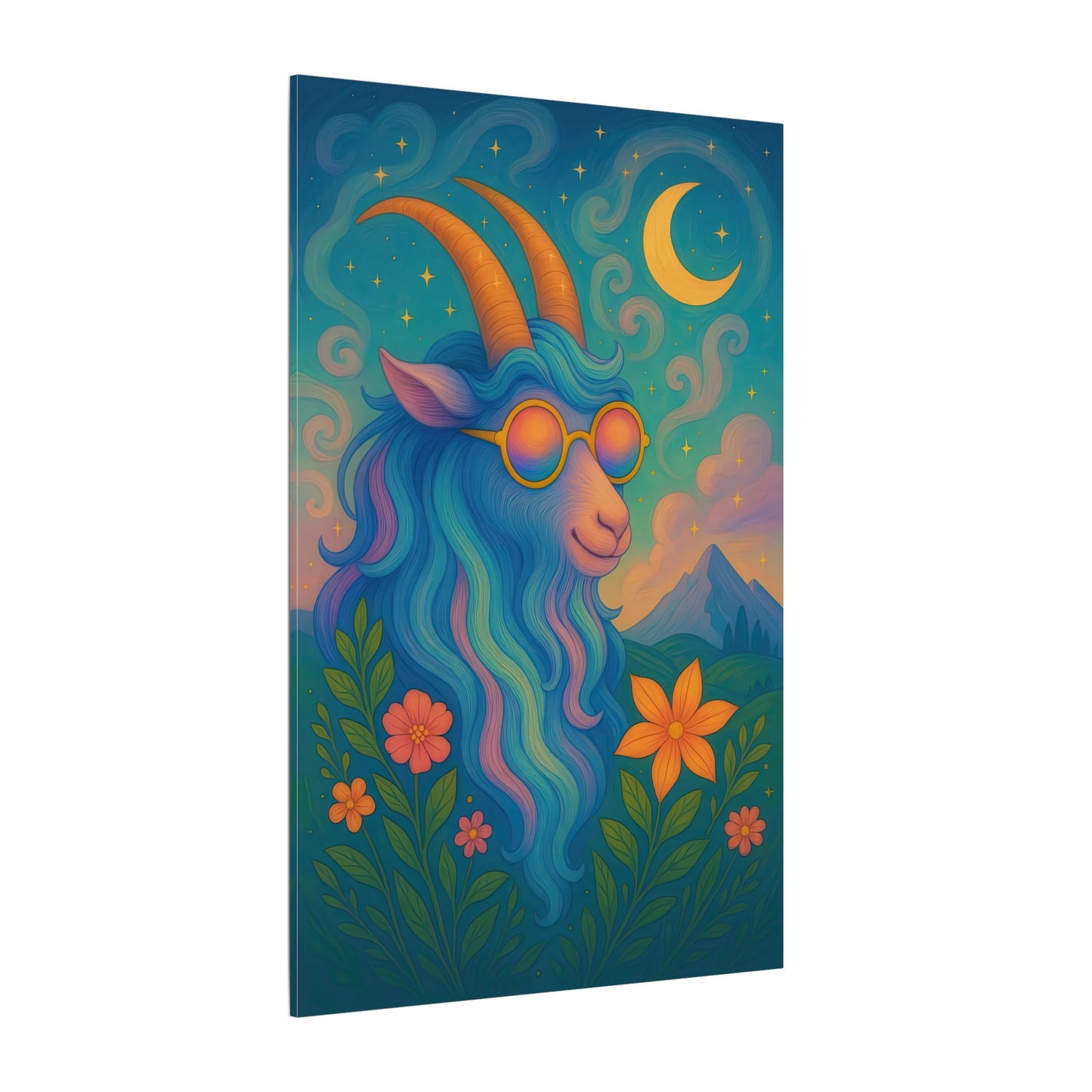Capricorn Dreams – Radiant Retro Goat Wall Art