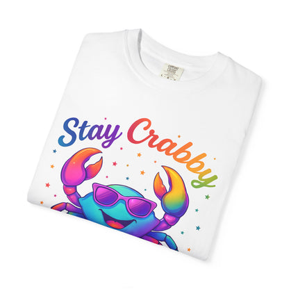 Stay Crabby Cancer – Rainbow Retro Crab