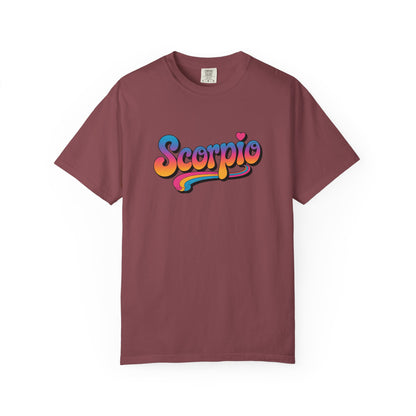Scorpio Retro Groovy Tee – Multicolor Zodiac Shirt