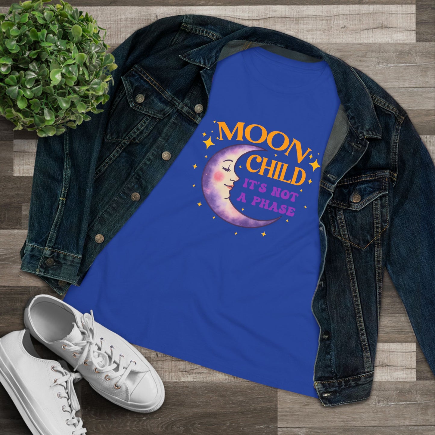 Moon Child It's Not A Phase Women’s Relaxed Tee – Empowering Celestial Colorful Shirt