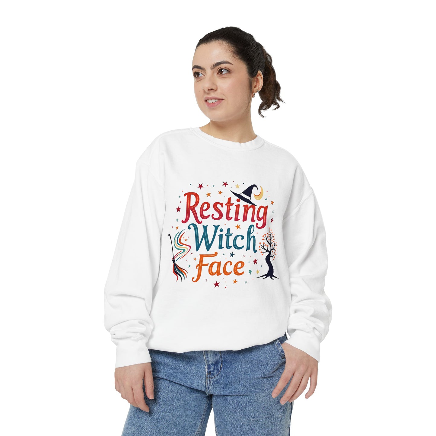 Resting Witch Face Sweatshirt – Retro Halloween Witch Pullover