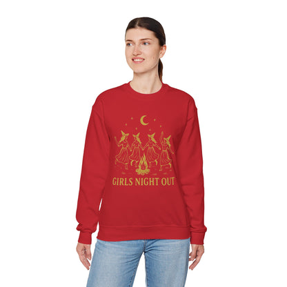 Girls Night Out Crewneck Sweatshirt – Dancing Witches Bonfire Graphic (Unisex)