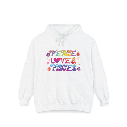 Peace Love & Pisces Unisex Hoodie – Groovy Retro Comfort Colors Midweight Hoodie