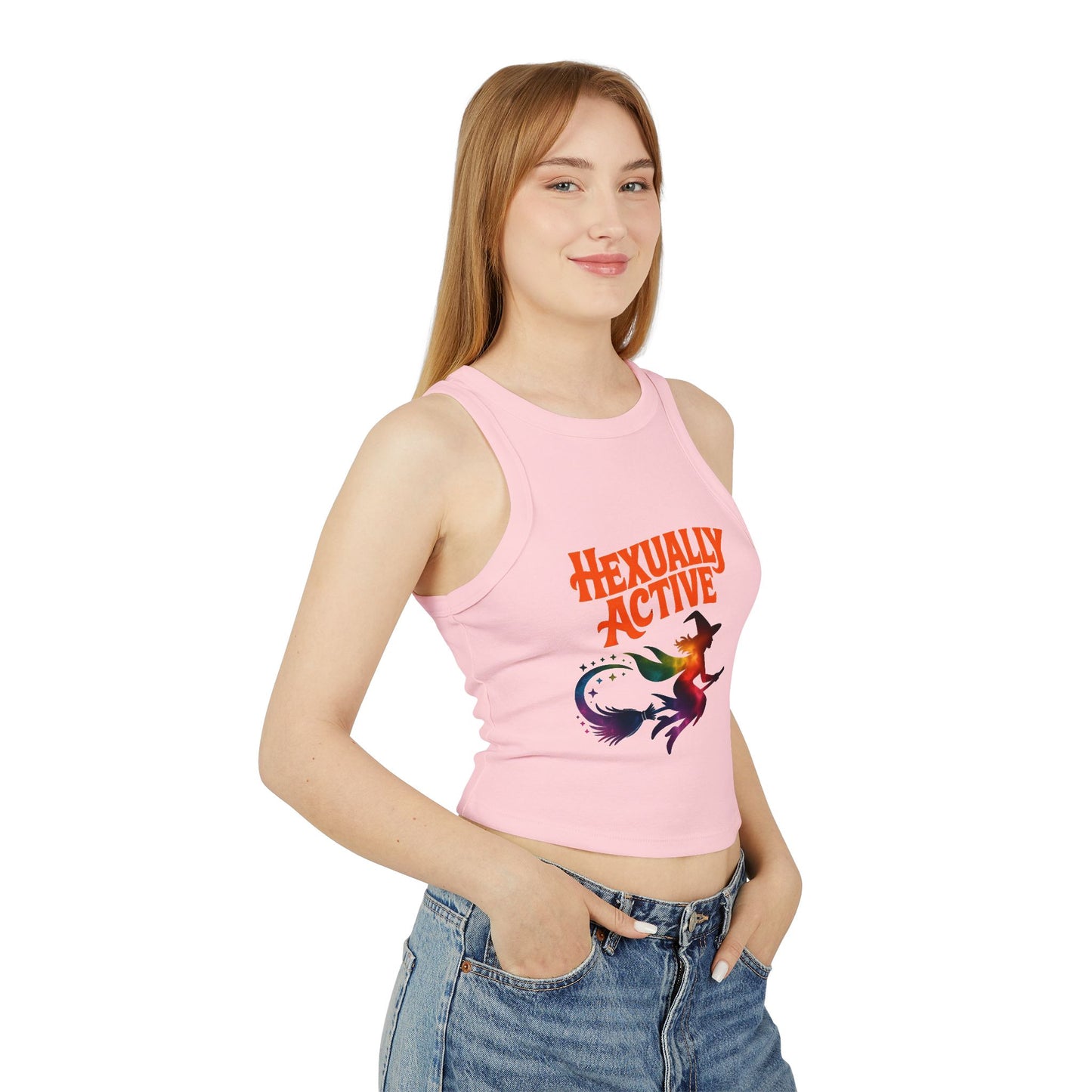 Hexually Active - Fun Witch Racerback Cropped Tank