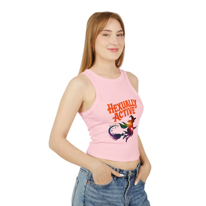 Hexually Active - Fun Witch Racerback Cropped Tank