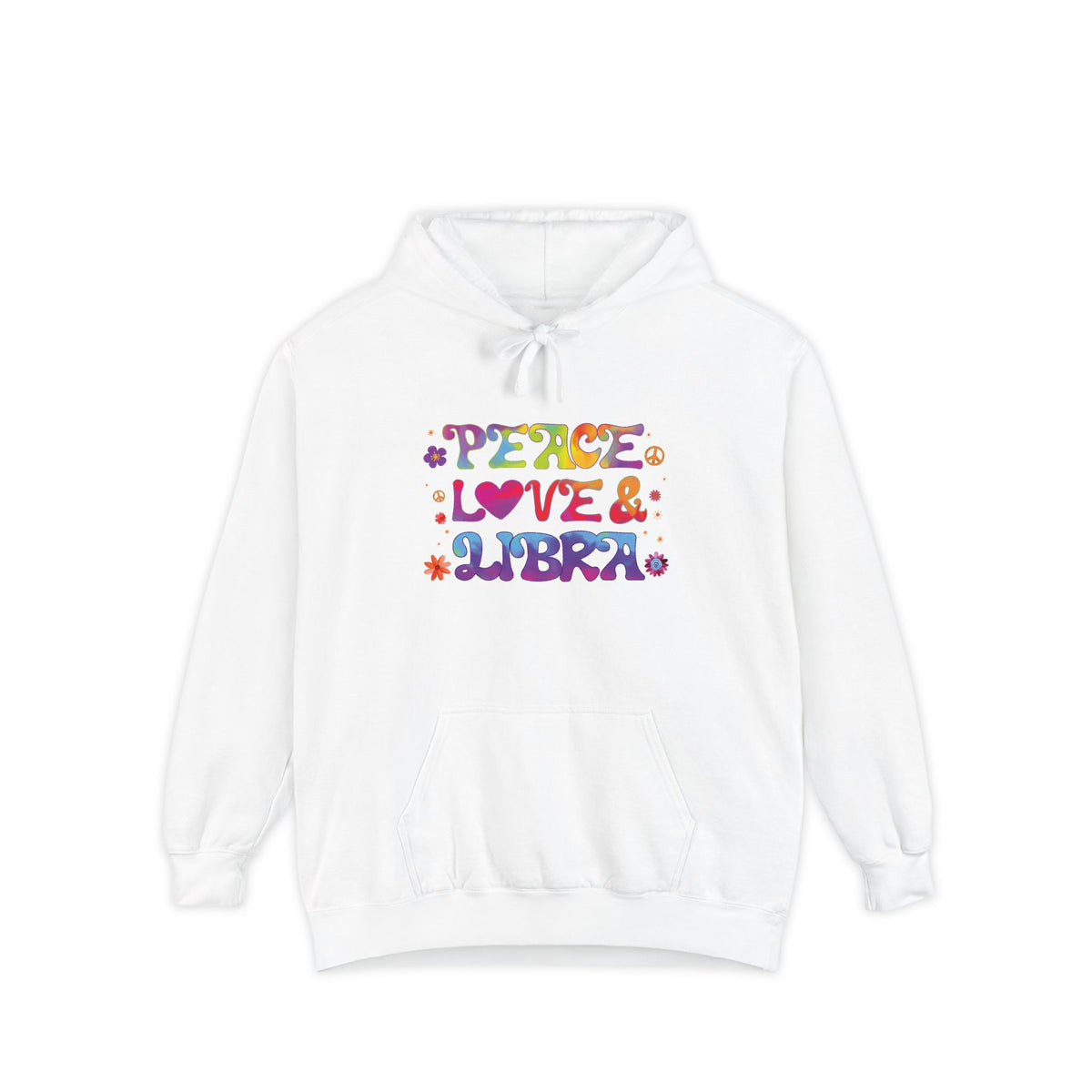 Peace Love & Libra Unisex Hoodie – Groovy Retro Comfort Colors Midweight Hoodie