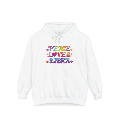 Peace Love & Libra Unisex Hoodie – Groovy Retro Comfort Colors Midweight Hoodie