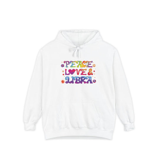 Peace Love & Libra Unisex Hoodie – Groovy Retro Comfort Colors Midweight Hoodie