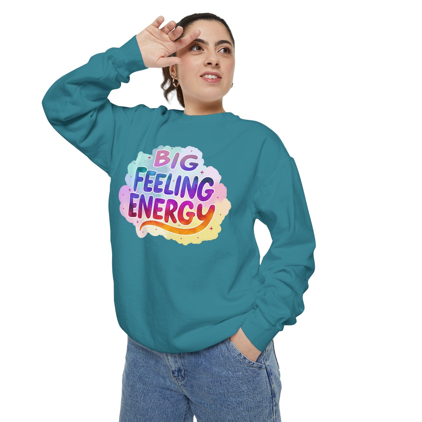Big Feeling Energy Unisex Crewneck – Self-Love Empowering Comfort Colors Midweight Sweatshirt