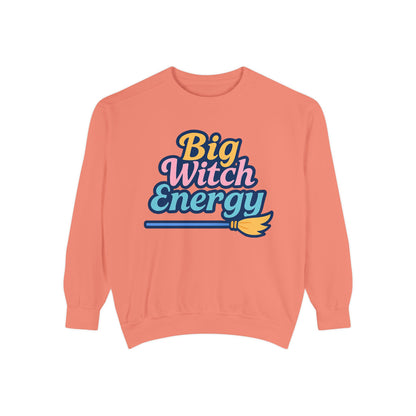 Big Witch Energy Sweatshirt – Colorful Pastel Broom Pullover