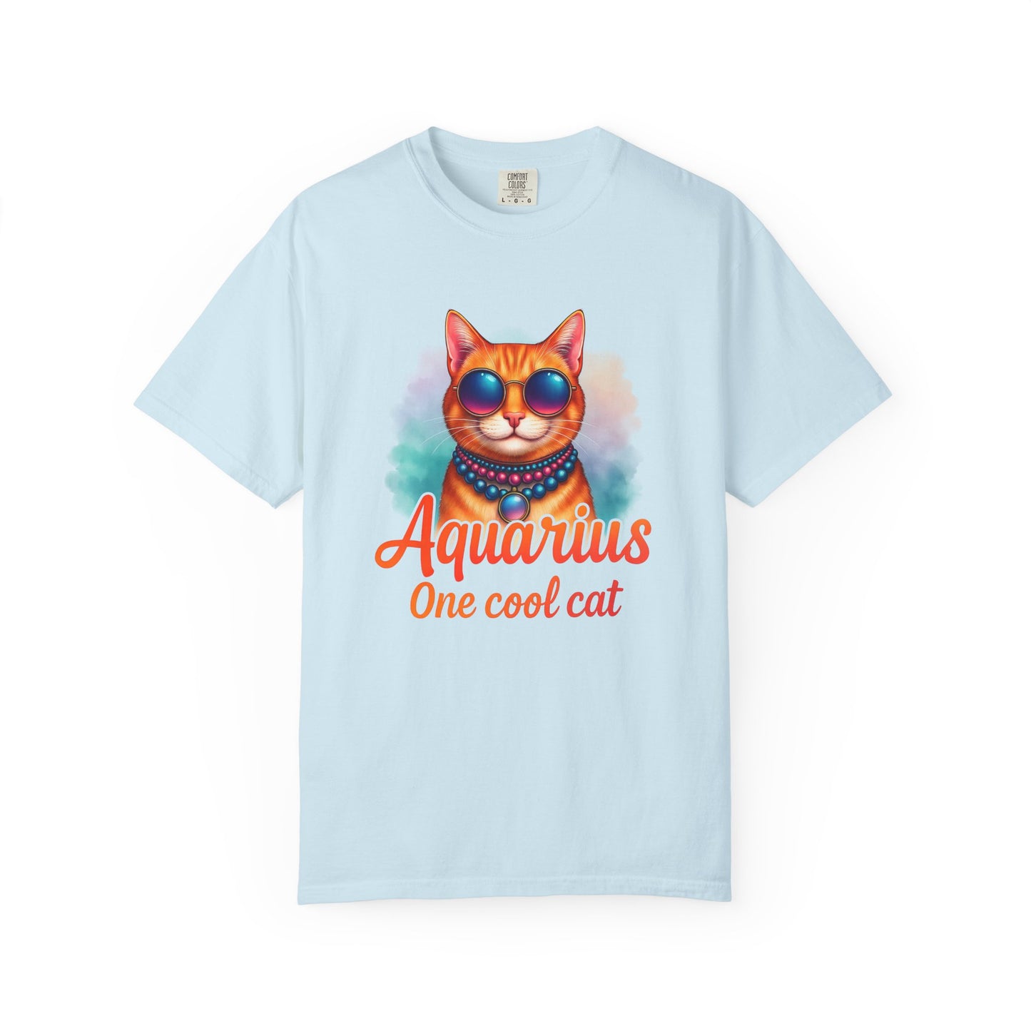 Aquarius One Cool Cat – Funky Retro Zodiac Tee - Enchanted Sky