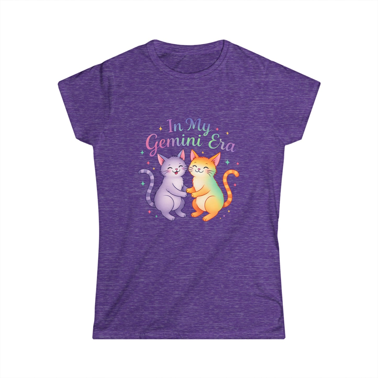 In My Gemini Era Women’s Softstyle Tee – Empowering Zodiac Cat Shirt