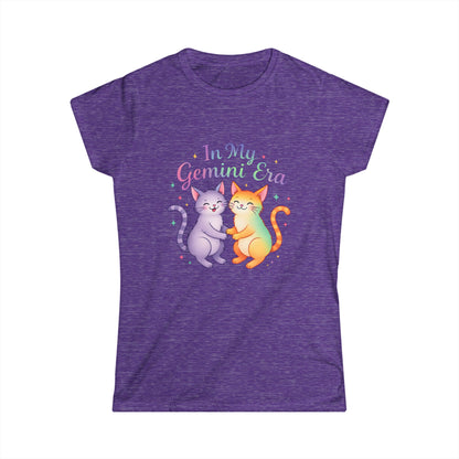 In My Gemini Era Women’s Softstyle Tee – Empowering Zodiac Cat Shirt