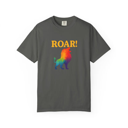 ROAR! – Retro Rainbow Lion Tee for Cosmic Confidence