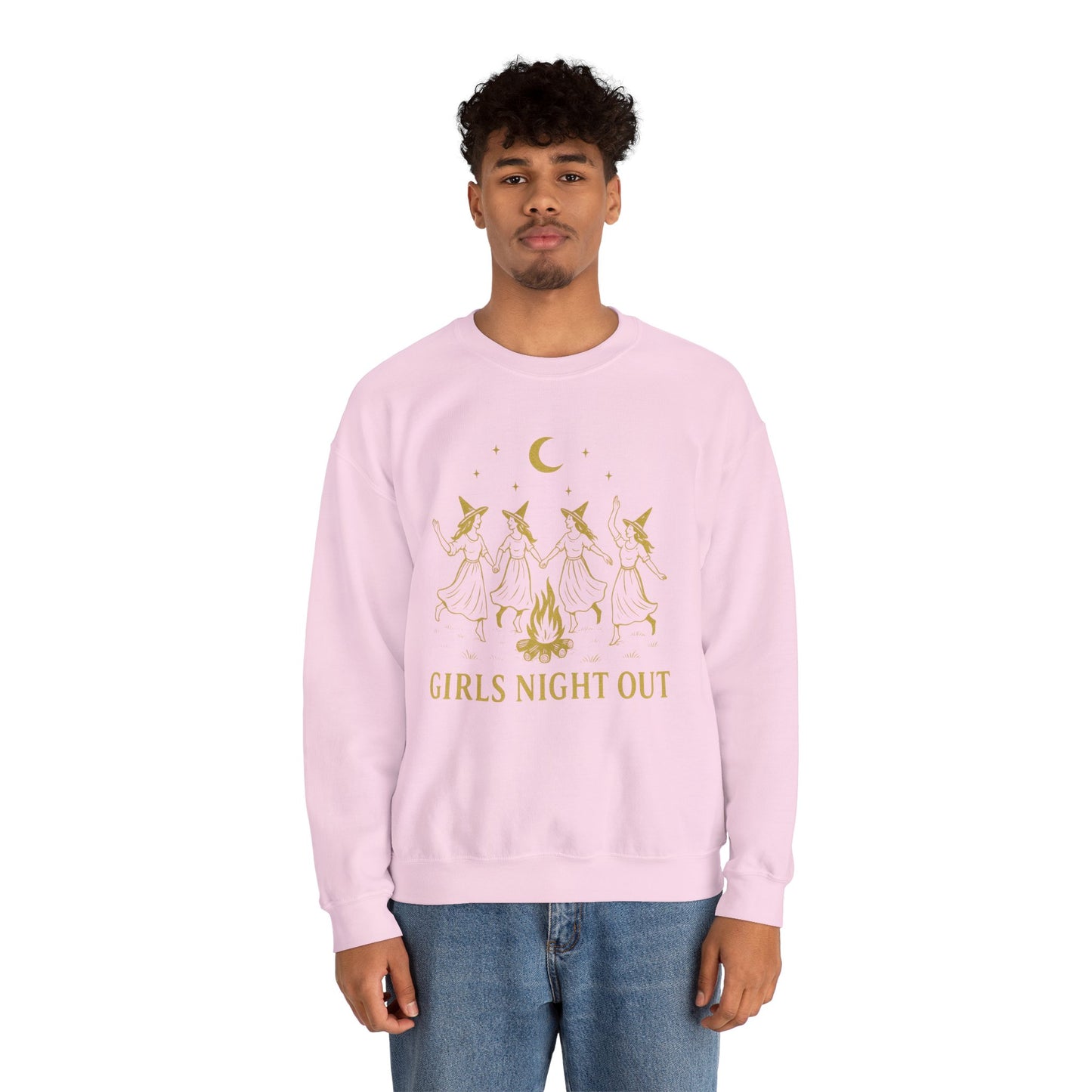 Girls Night Out Crewneck Sweatshirt – Dancing Witches Bonfire Graphic (Unisex)