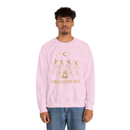 Girls Night Out Crewneck Sweatshirt – Dancing Witches Bonfire Graphic (Unisex)