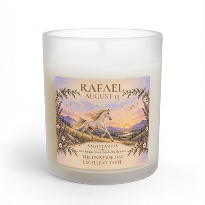 Personalized Sagittarius Astrology Candle with Name and Birth Date
