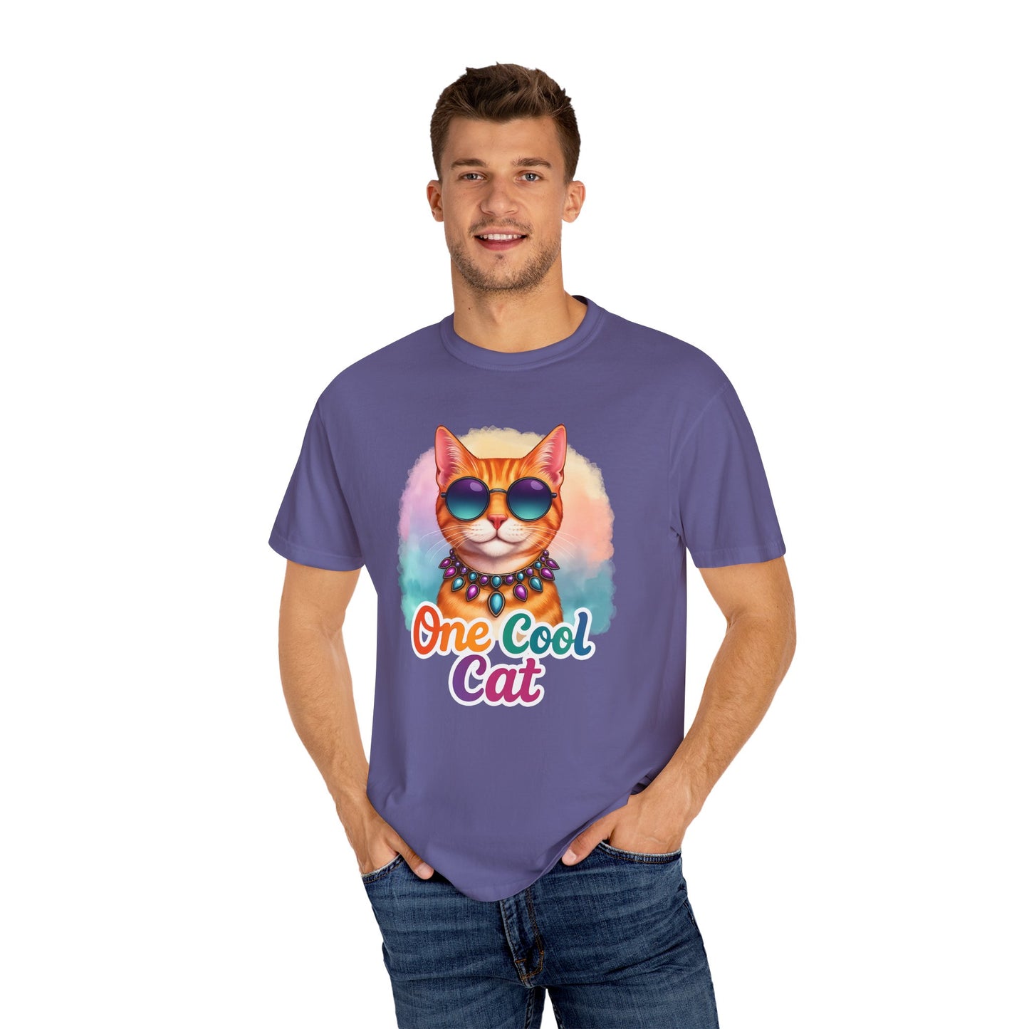 One Cool Cat  -  Funny Retro Groovy Cat Lover Tee