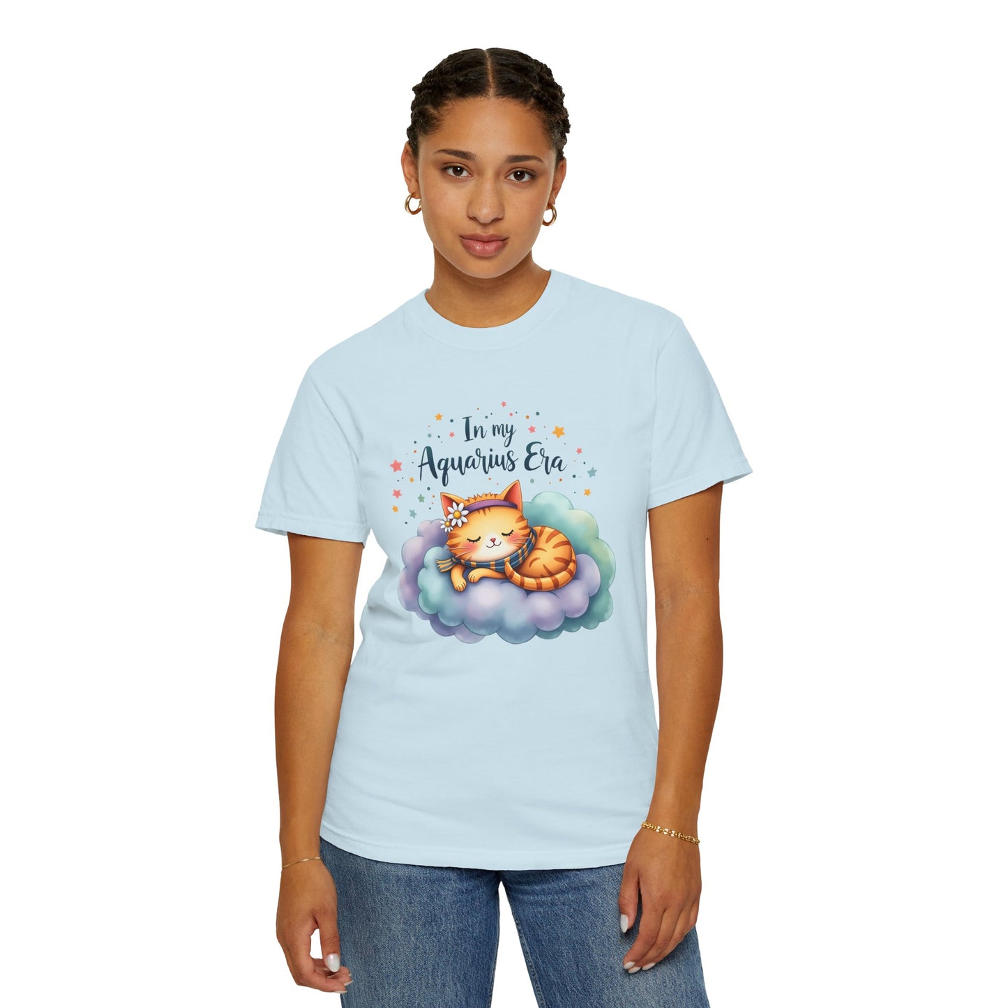 In My Aquarius Era Tee – Colorful Zodiac Cat Shirt