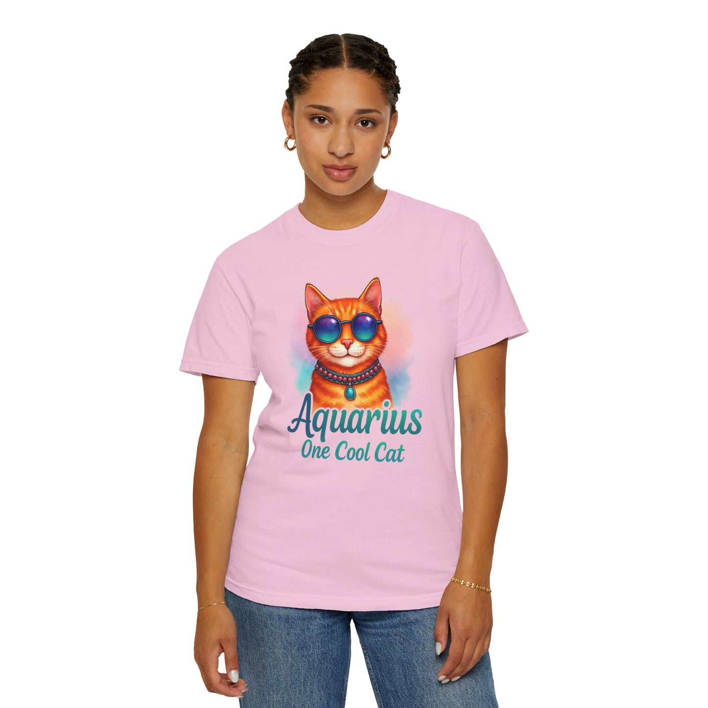 Aquarius One Cool Cat – Zodiac Kitty Vibes Tee