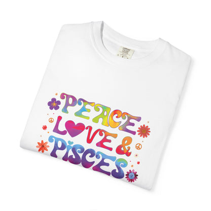 Peace Love & Pisces Tee – Retro Colorful Zodiac Shirt