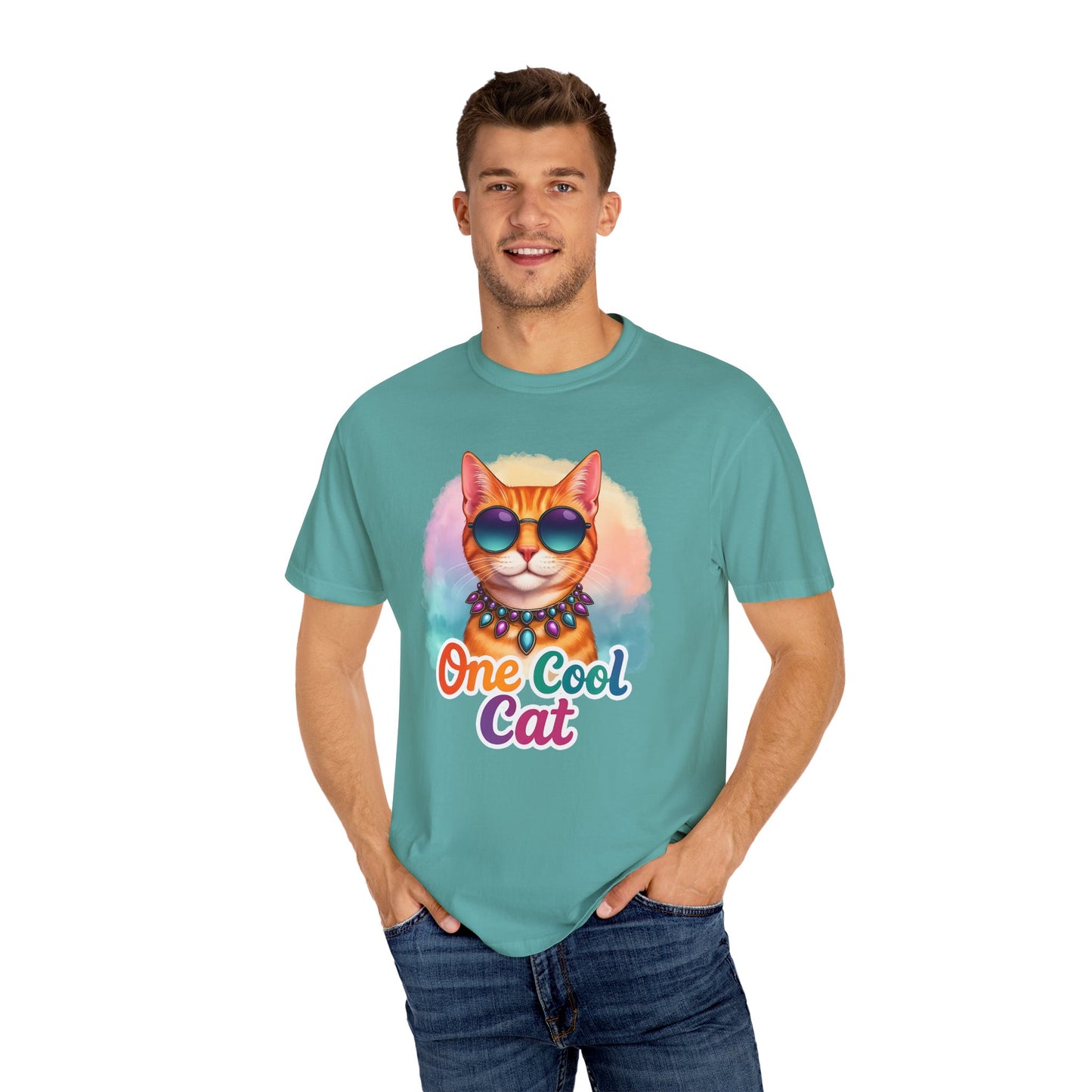 One Cool Cat  -  Funny Retro Groovy Cat Lover Tee