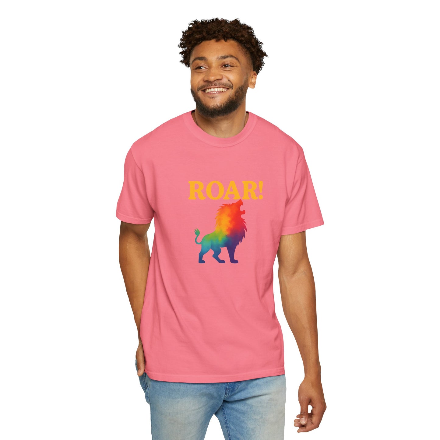 ROAR! – Retro Rainbow Lion Tee for Cosmic Confidence