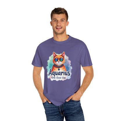 Aquarius One Cool Cat – Colorful Zodiac Shirt