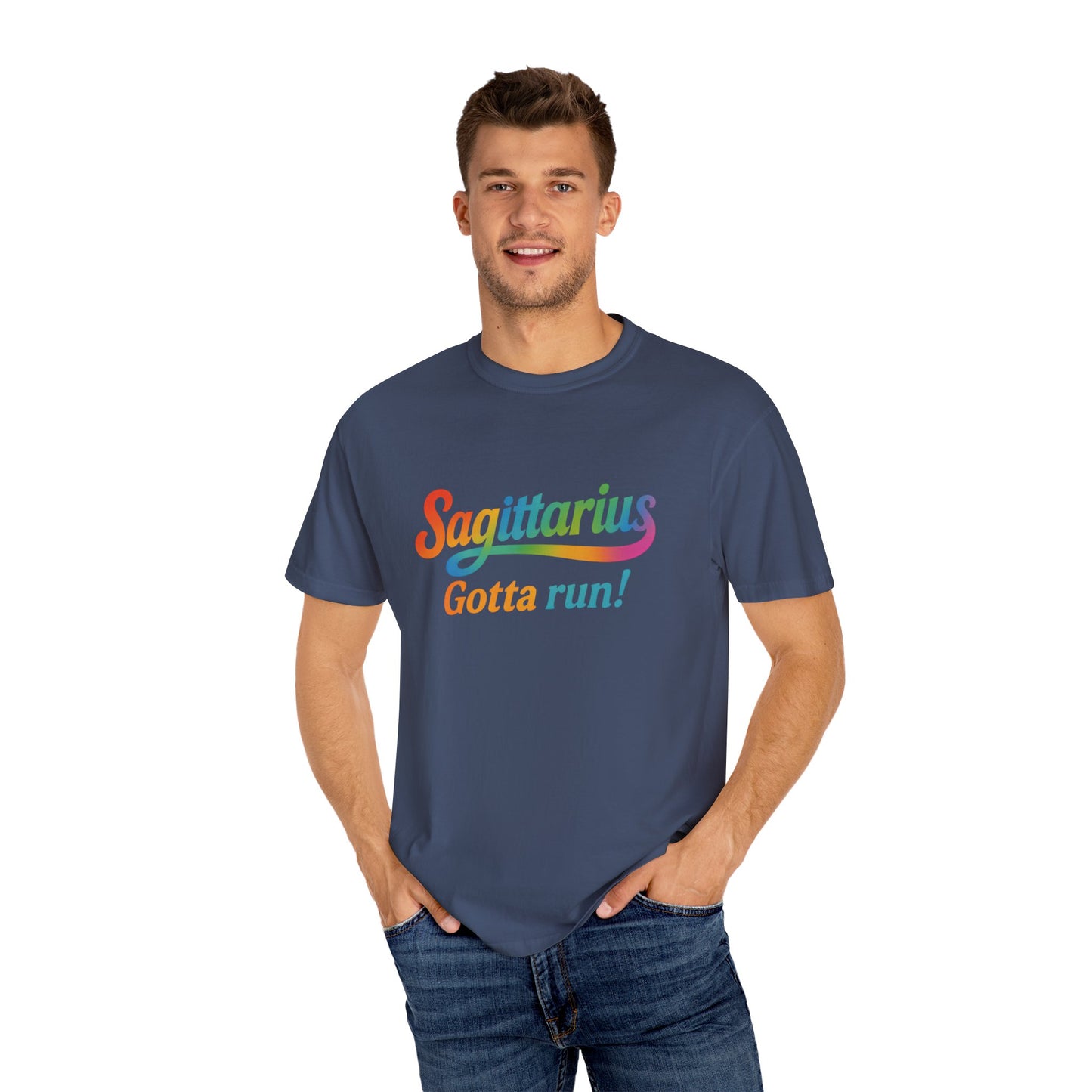 Sagittarius Gotta Run – Colorful Tee Zodiac Shirt