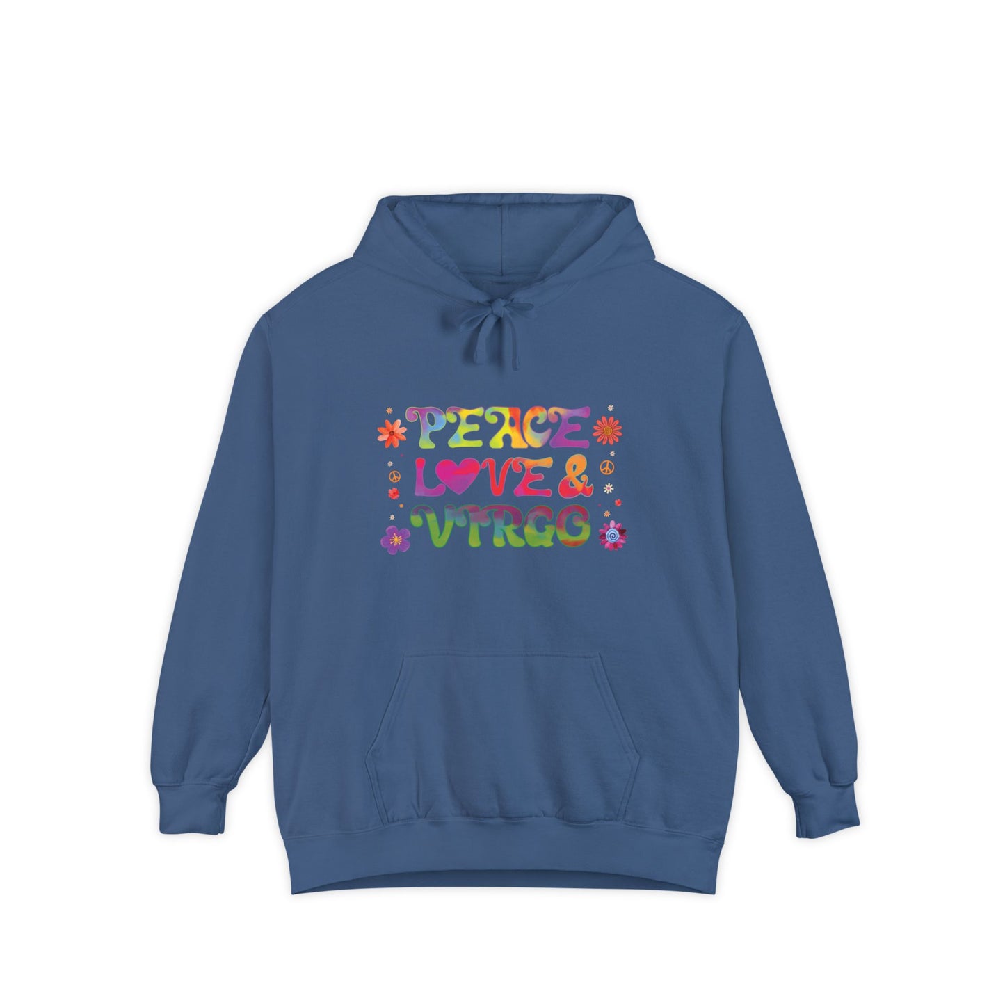 Peace Love & Virgo Unisex Hoodie – Groovy Retro Comfort Colors Midweight Hoodie