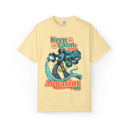 Keep Calm and Aquarius On – Retro Water Bearer Zodiac Tee