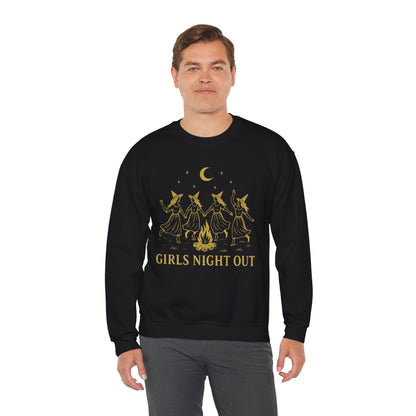 Girls Night Out Crewneck Sweatshirt – Dancing Witches Bonfire Graphic (Unisex)