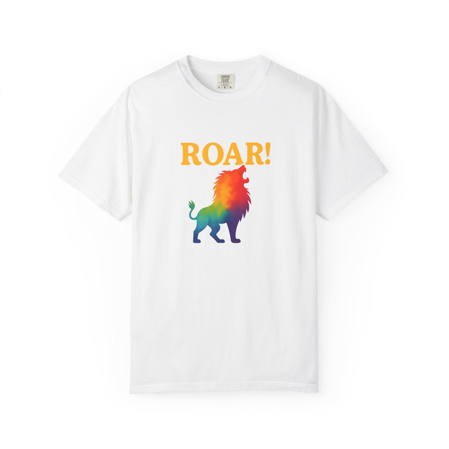 ROAR! – Retro Rainbow Lion Tee for Cosmic Confidence
