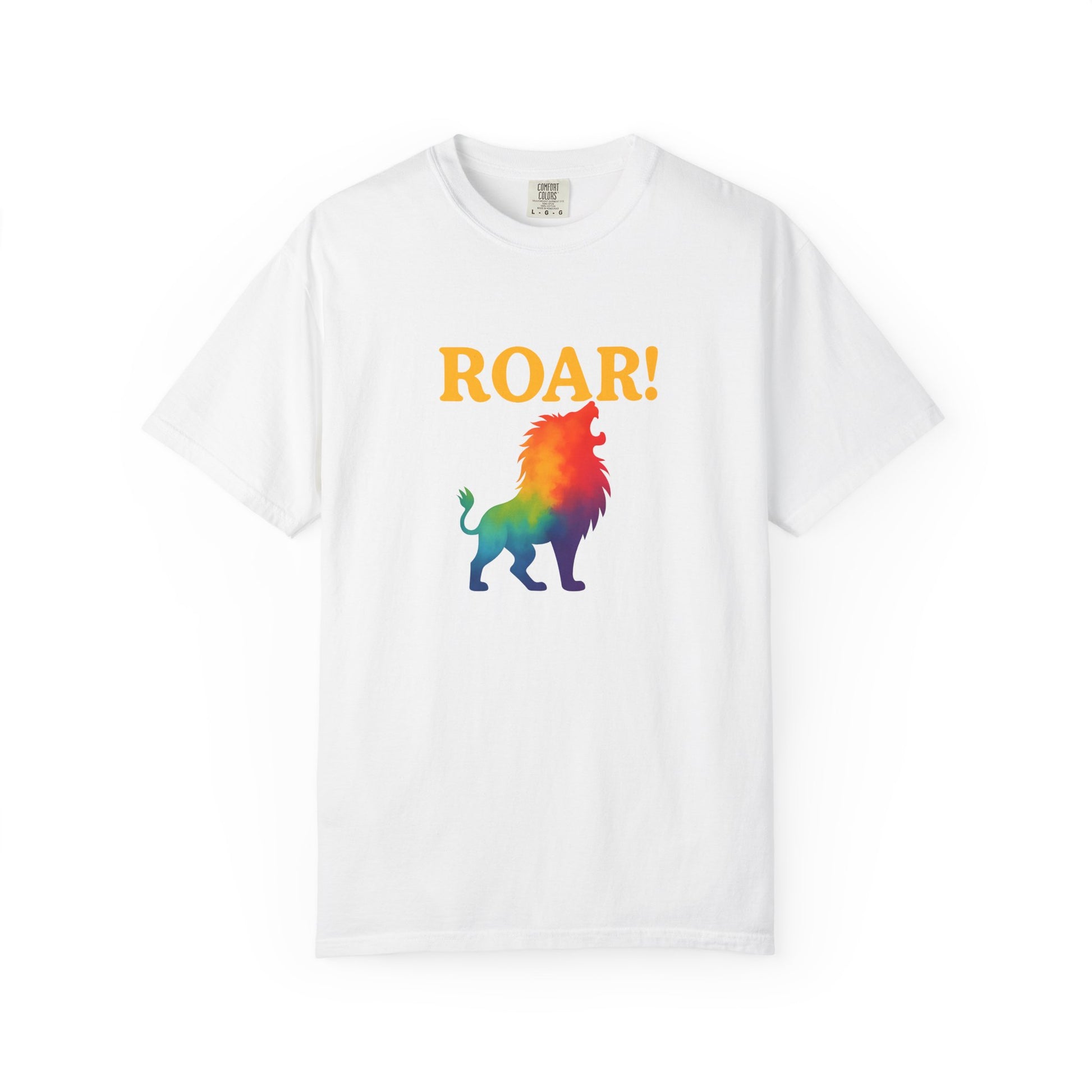 ROAR! – Retro Rainbow Lion Tee for Cosmic Confidence