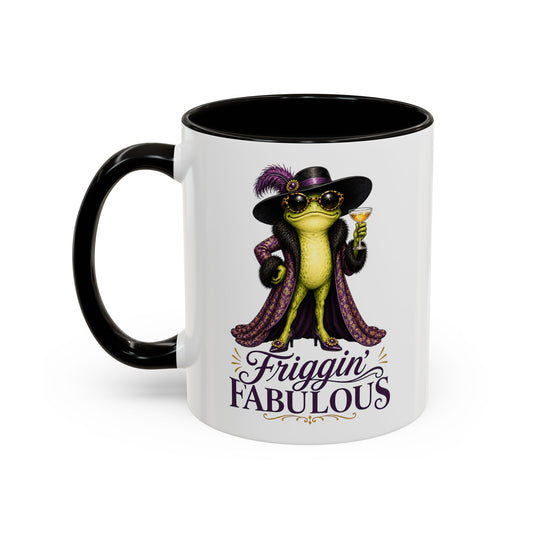 Friggin' Fabulous Frog Mug | Funny Frog Coffee Mug | Glam Fashion Frog Gift for Women | Colored Mug