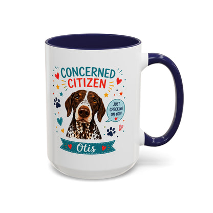 Personalized Dog Mug "Concerned Citizen" | Custom Pet Color Accent Mug with Dog Photo & Name | Funny Dog Lover Gift