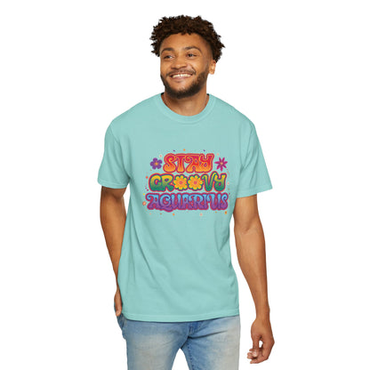 Stay Groovy Aquarius – Retro Flower Power Tee