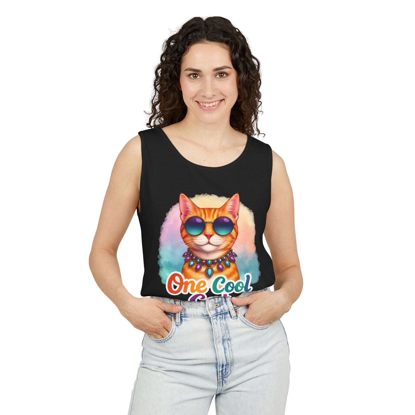 One Cool Cat – Colorful Retro Sassy Cat Tank (Unisex)