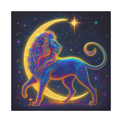 Radiant Rainbow Lion – Celestial Wall Art (Leo Inspired)