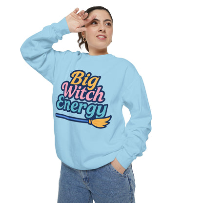 Big Witch Energy Sweatshirt – Colorful Pastel Broom Pullover