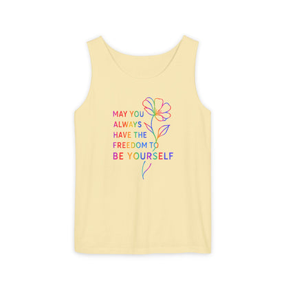 Be Yourself Affirmation Tank Top, May You Always Have the Freedom to Be Yourself Shirt, Self Love Graphic Tank, Inspirational Gift for Her, Rainbow Flower Tank