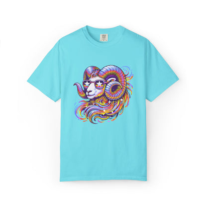 Psychedelic Aries Ram Tee – Retro Multicolor Zodiac Shirt