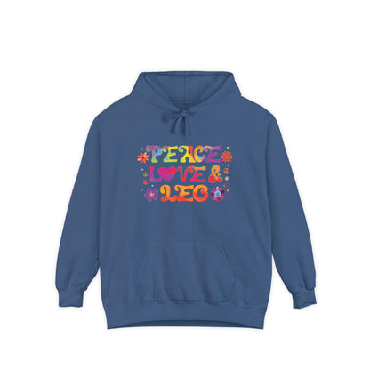 Peace Love & Leo Unisex Hoodie – Groovy Retro Comfort Colors Midweight Hoodie