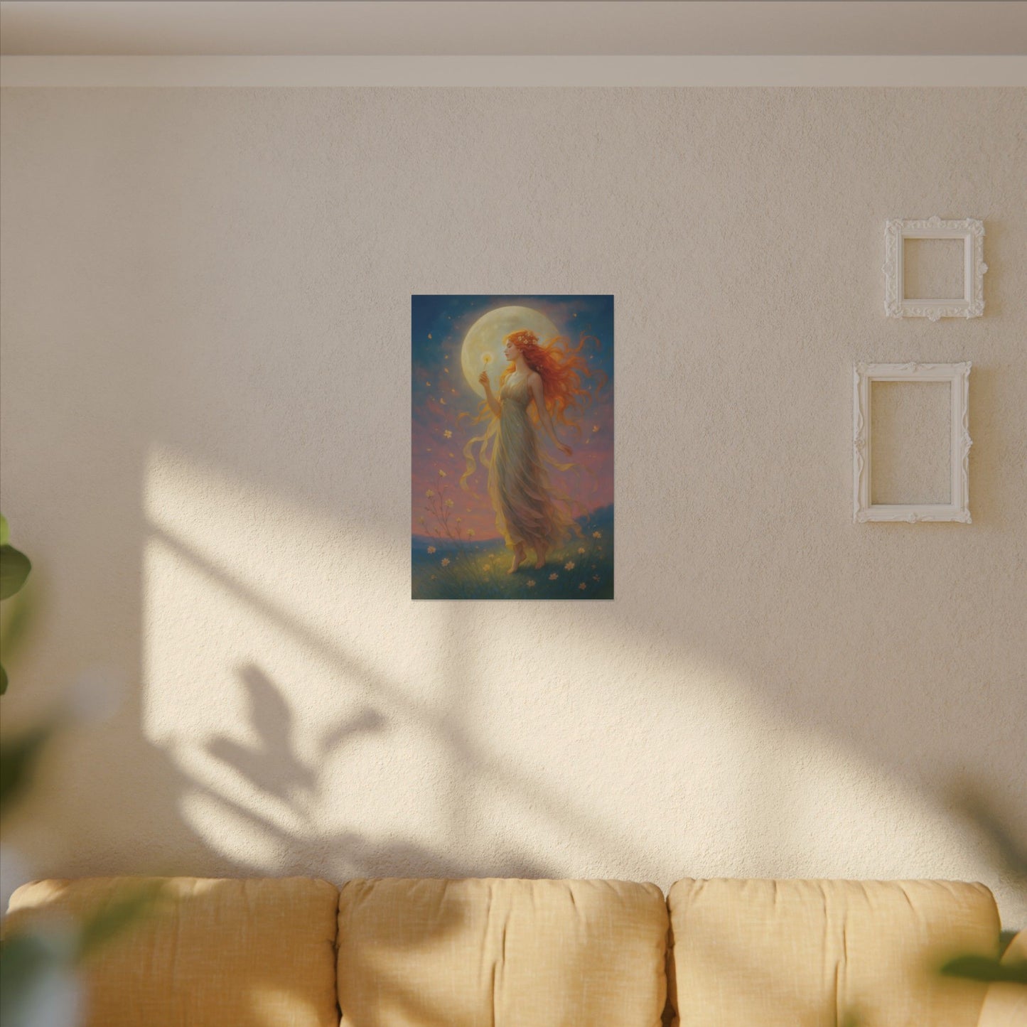 Moonlight Wishes – Luminous Goddess Wall Art (Art Nouveau Inspired)