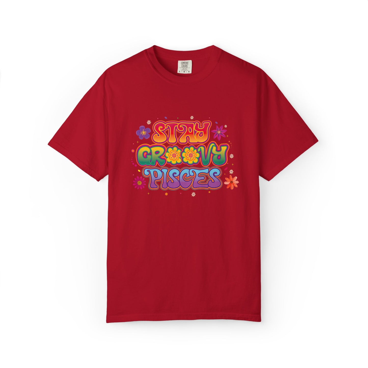 Stay Groovy Pisces - Retro Flower Power Zodiac Tee